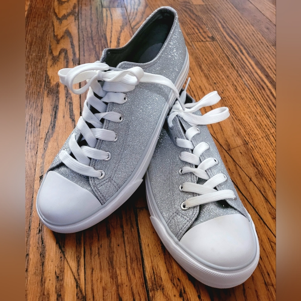 New Silver Glitter Sneakers Size 8